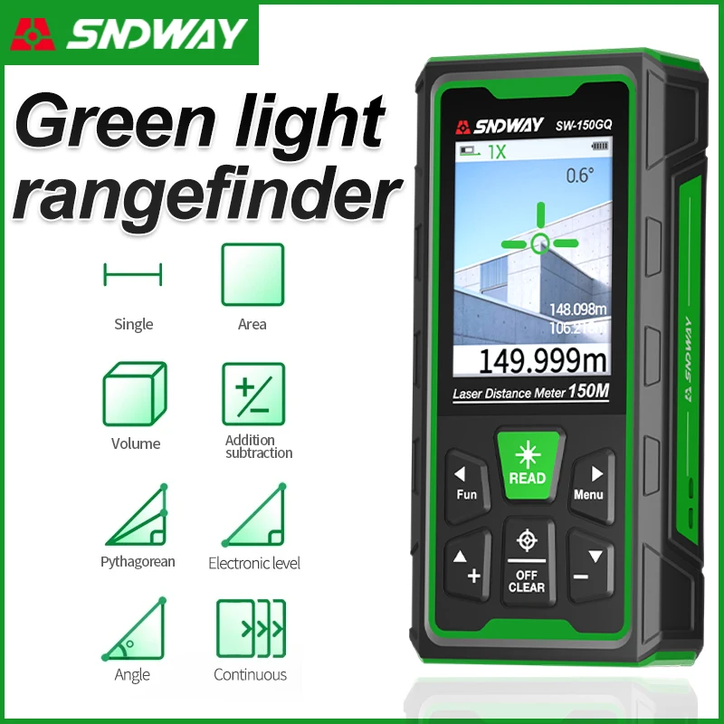 Industrial Laser Tape Measure - Télémètre laser vert numérique 150m 100m