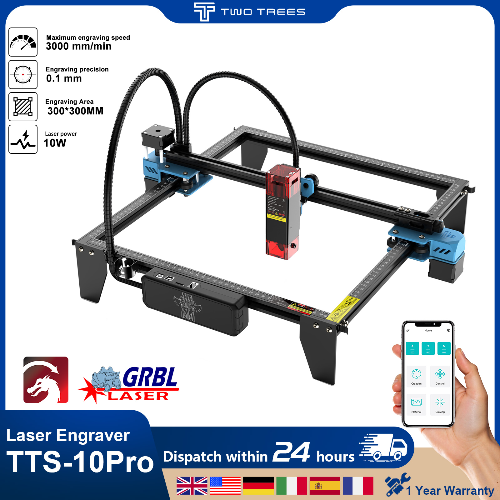 Twotrees TTS-10Pro graveur Las - Industrial Laser Printing Machine avis et prix
